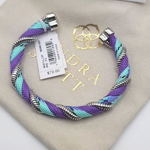 NWT KENDRA SCOTT MAISE HOOP EARNINGS AND CUFF SET PURPLE Turquoise Silver - Picture 3 of 5